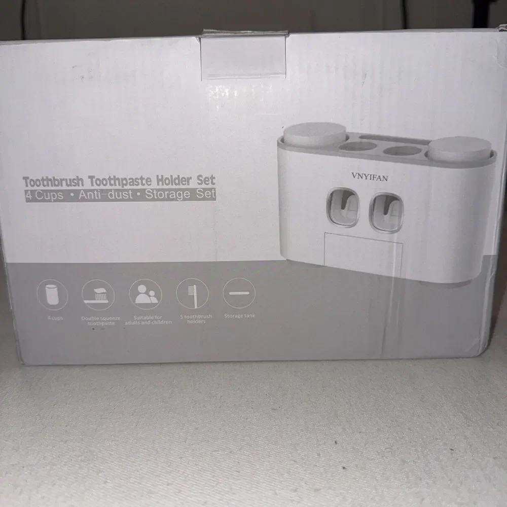 Vnyifan Wall-Mounted 5 ‎ Holder with 2 Automatic Toothpaste Dispensers 4 Cups